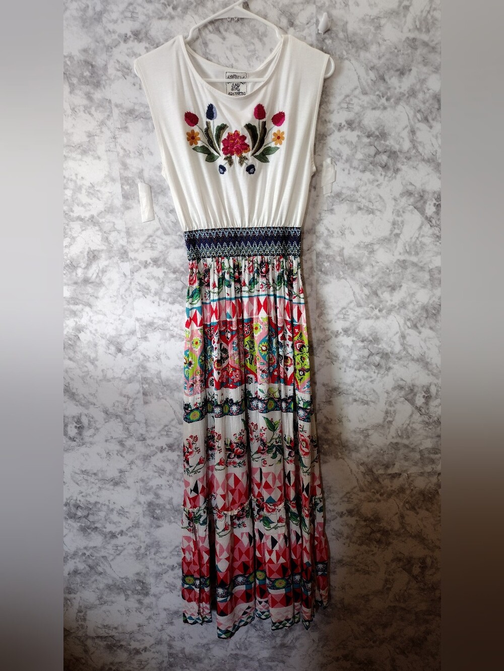 Anthropologie Aldomartins Elma Embroidered Maxi Dress Size Small